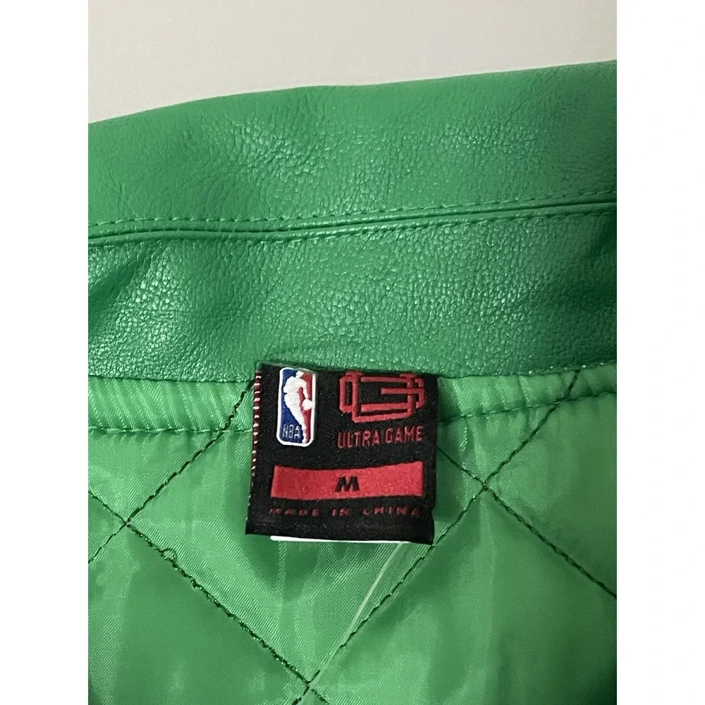 NBA BOSTON CELTICS ULTRA GAME LEATHER JACKET SZ MEDIUM PERFORATED LEATHER SLEEVE - Picture 2 of 11